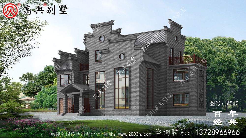 新农村三层徽派式住宅图纸_别墅设计图纸,新农村别墅,农村自建房设计