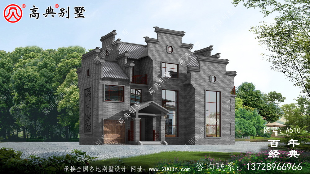 新农村三层徽派式住宅图纸_别墅设计图纸,新农村别墅,农村自建房设计