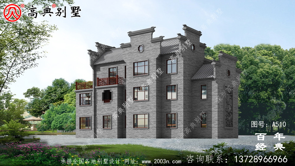 新农村三层徽派式住宅图纸_别墅设计图纸,新农村别墅,农村自建房设计