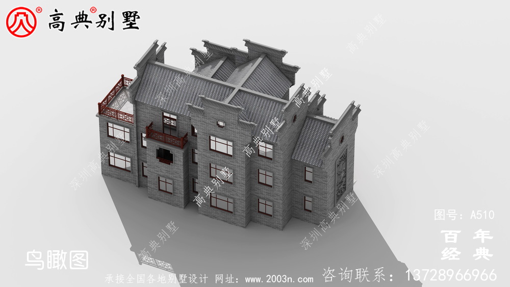 新农村三层徽派式住宅图纸_别墅设计图纸,新农村别墅,农村自建房设计