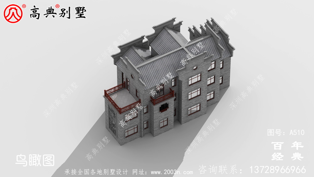 新农村三层徽派式住宅图纸_别墅设计图纸,新农村别墅,农村自建房设计