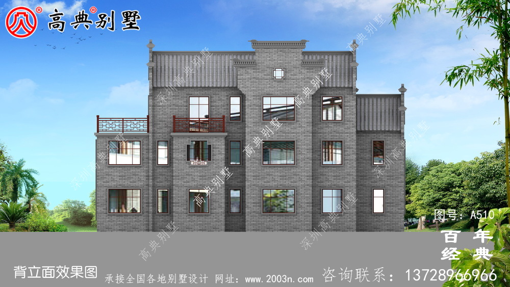 新农村三层徽派式住宅图纸_别墅设计图纸,新农村别墅,农村自建房设计