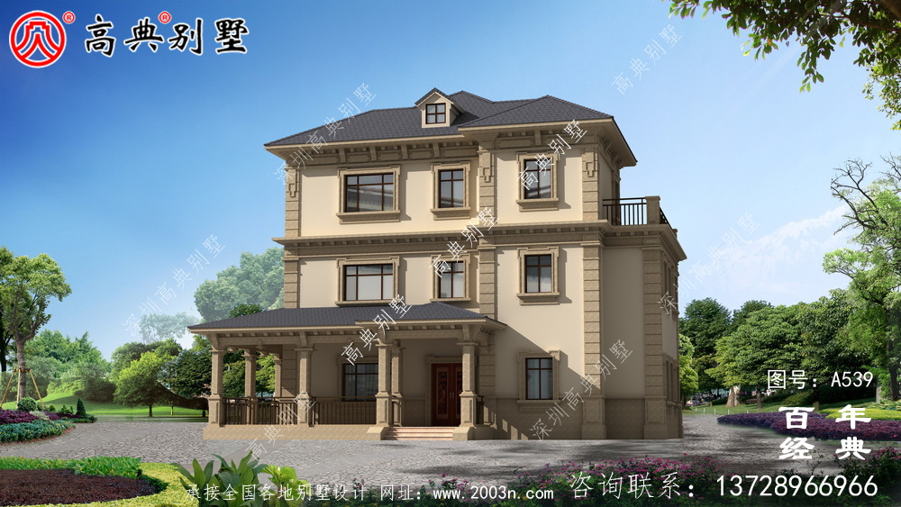 三層帶陽臺別墅設計_別墅設計圖紙,新農村別墅施工圖
