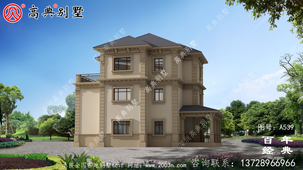三層帶陽臺別墅設計_別墅設計圖紙,新農村別墅施工圖