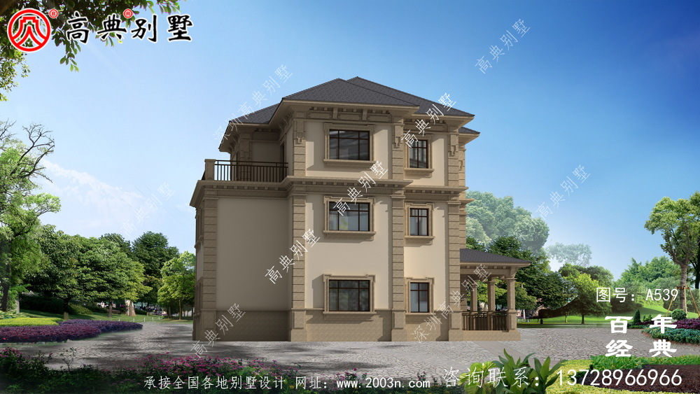 三層帶陽臺別墅設計_別墅設計圖紙,新農村別墅施工圖