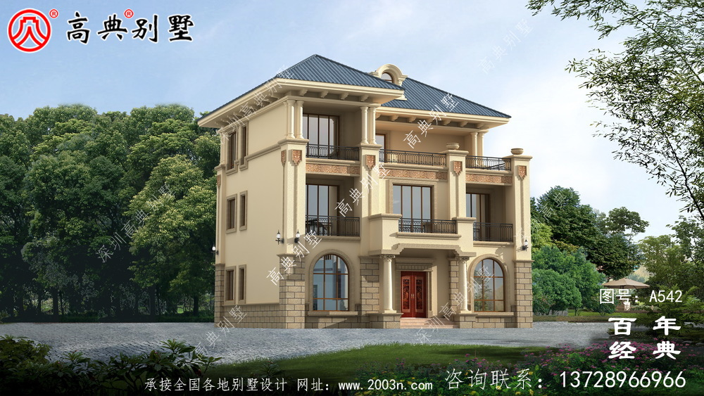 美麗的三層別墅圖紙_別墅設計圖紙，新農村別墅，農村自建設計