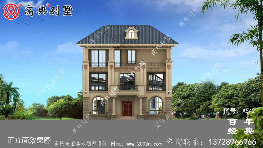 美麗的三層別墅圖紙_別墅設計圖紙，新農村別墅，農村自建設計