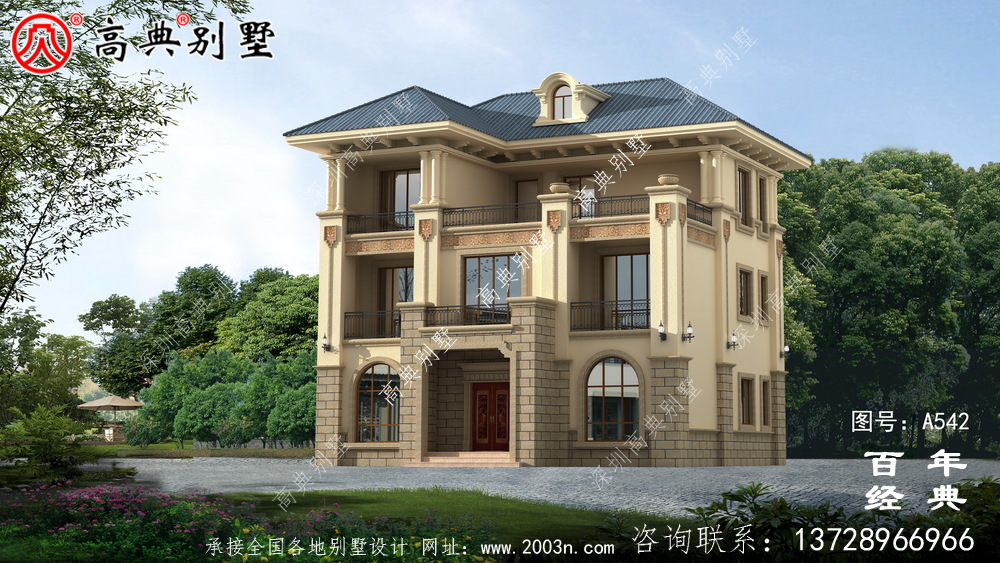 美麗的三層別墅圖紙_別墅設計圖紙，新農村別墅，農村自建設計