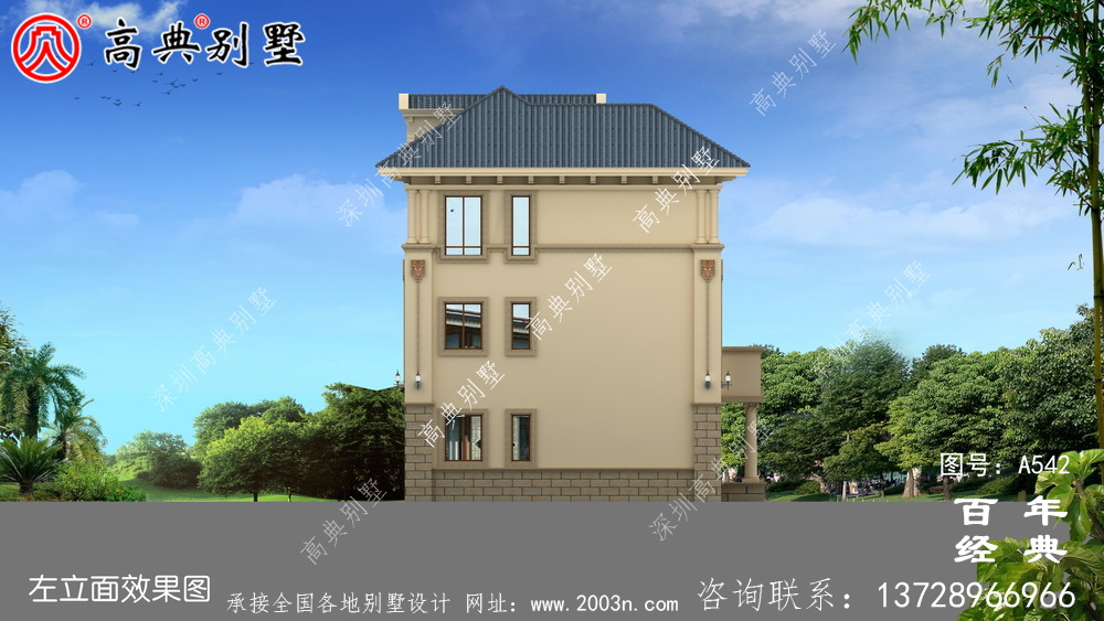 美麗的三層別墅圖紙_別墅設計圖紙，新農村別墅，農村自建設計