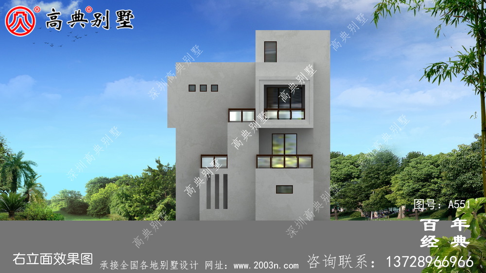 三层现代式别墅设计_别墅设计图纸,新农村别墅,农村自建房设计