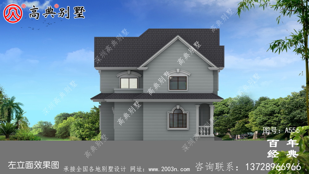 兩層別墅施工圖帶效果圖_別墅設計圖紙,新農村別墅,農村自建房設計