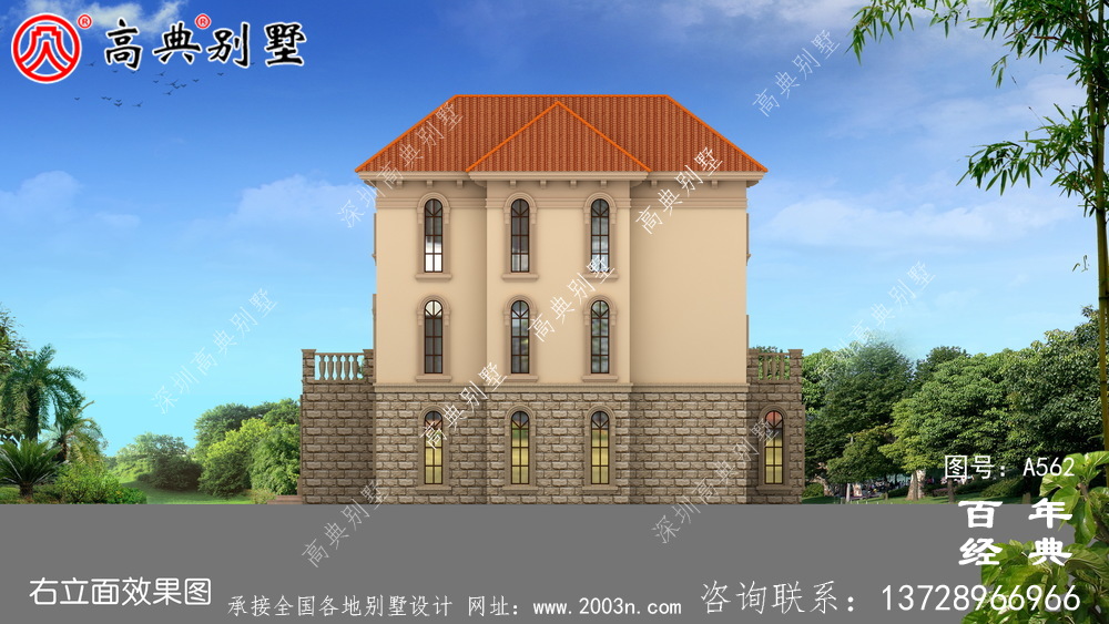欧式三层新农村住宅设计图纸_别墅设计图纸,新农村别墅,农村自建房设计