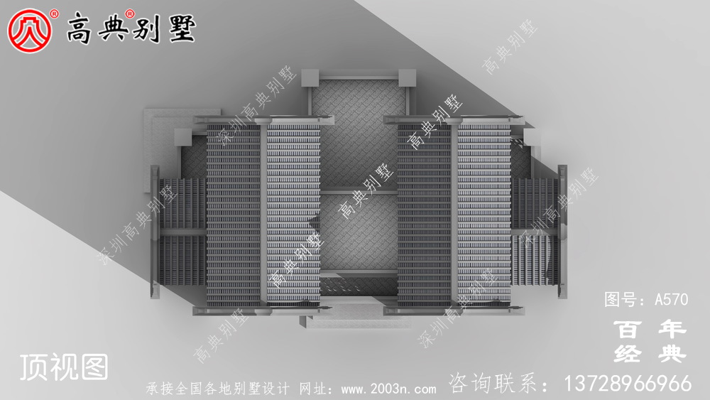 四层中式潮派新农村别墅设计图纸_别墅设计图纸,新农村别墅,农村自建房设计