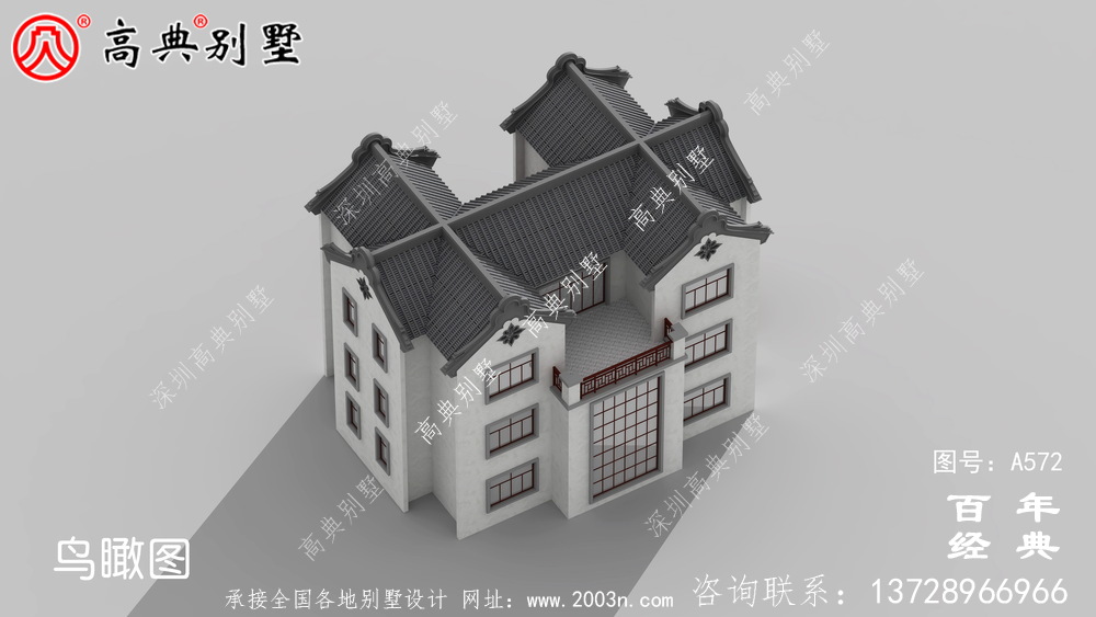 美丽的三层带车库别墅图纸_别墅设计图纸,新农村别墅,农村自建设计