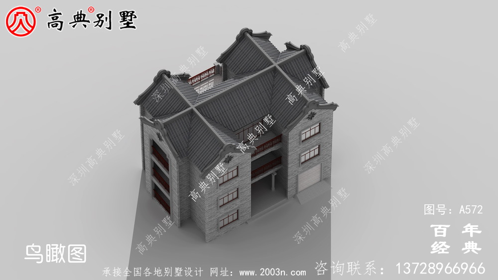 美丽的三层带车库别墅图纸_别墅设计图纸,新农村别墅,农村自建设计