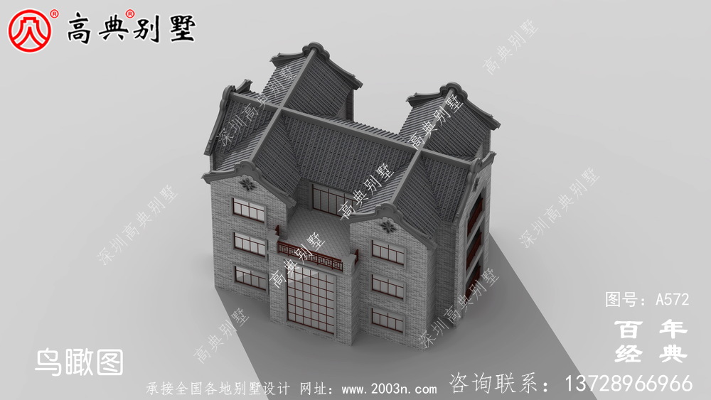 美丽的三层带车库别墅图纸_别墅设计图纸,新农村别墅,农村自建设计