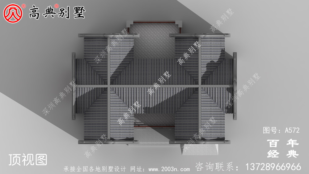美丽的三层带车库别墅图纸_别墅设计图纸,新农村别墅,农村自建设计