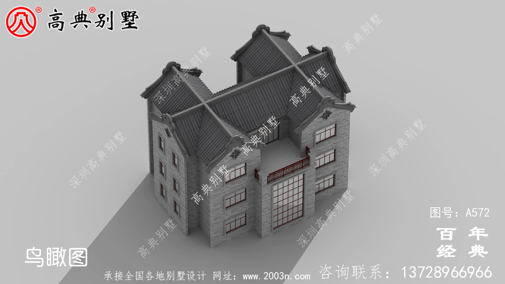 美丽的三层带车库别墅图纸_别墅设计图纸,新农村别墅,农村自建设计