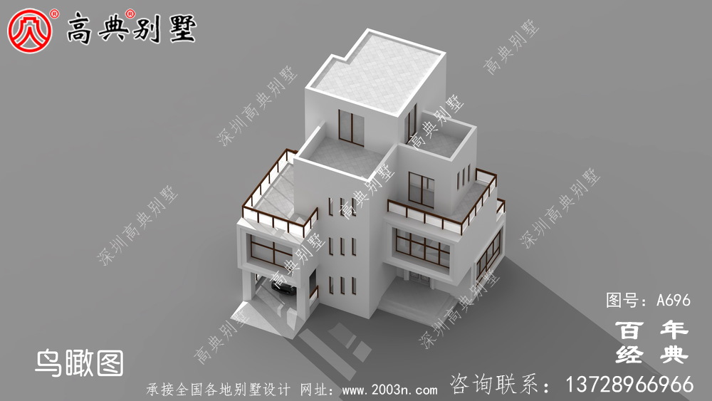 現(xiàn)代三層陽臺別墅圖紙與效果圖_三層住宅設計圖