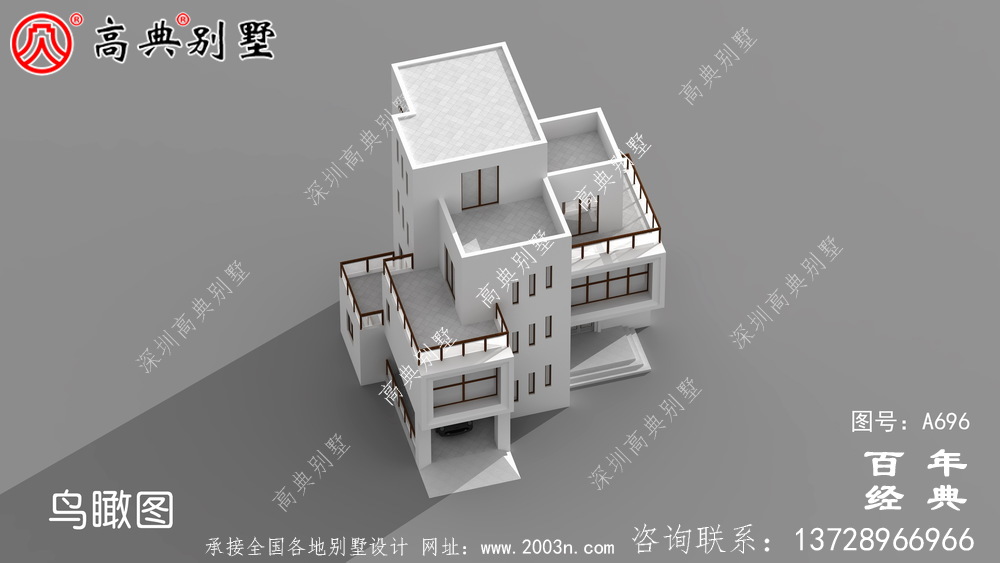 現(xiàn)代三層陽臺別墅圖紙與效果圖_三層住宅設計圖