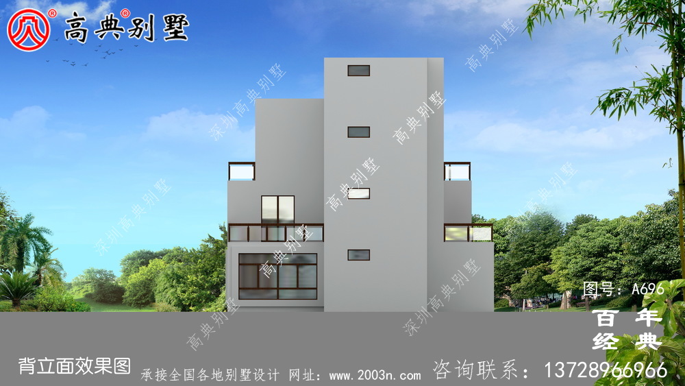 現(xiàn)代三層陽臺別墅圖紙與效果圖_三層住宅設計圖