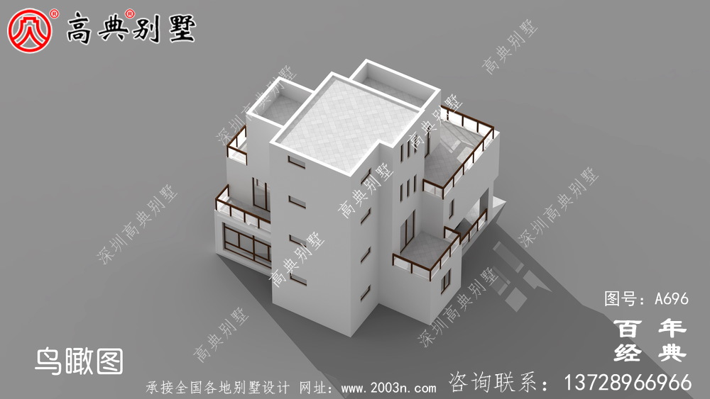 現(xiàn)代三層陽臺別墅圖紙與效果圖_三層住宅設計圖