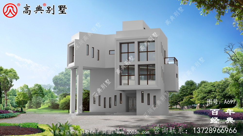 三層現代實用小別墅設計圖_現代三層住宅設計