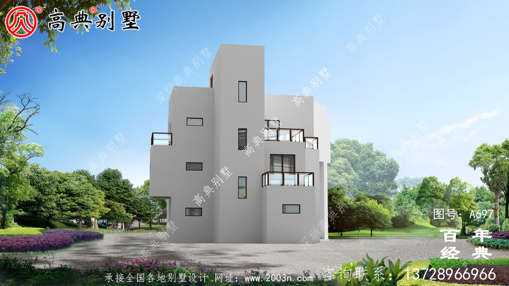 三層現代實用小別墅設計圖_現代三層住宅設計