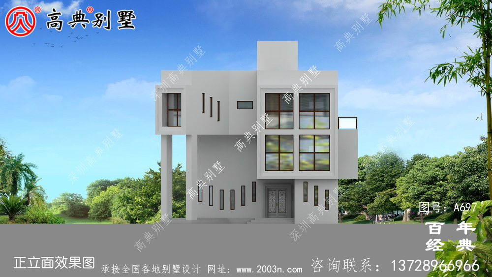 三層現代實用小別墅設計圖_現代三層住宅設計