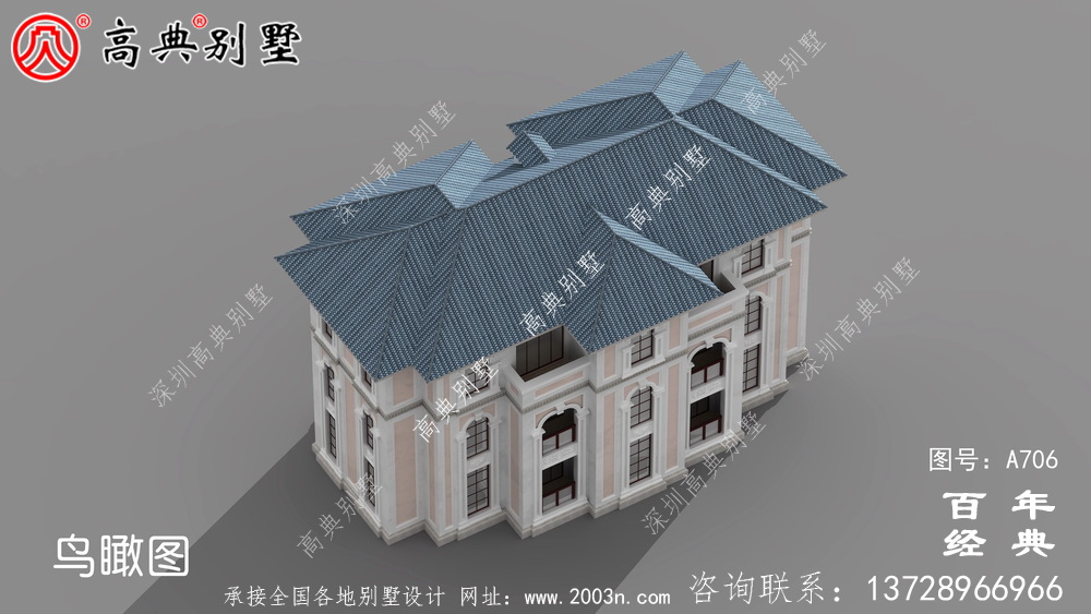 歐式三層雙拼別墅設計效果圖-歐式雙拼別墅外觀圖