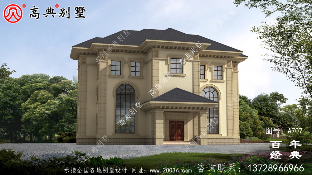 歐式三層適用型雙拼別墅設計效果圖