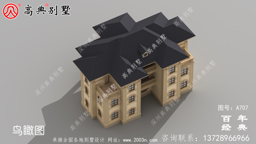 歐式三層適用型雙拼別墅設計效果圖