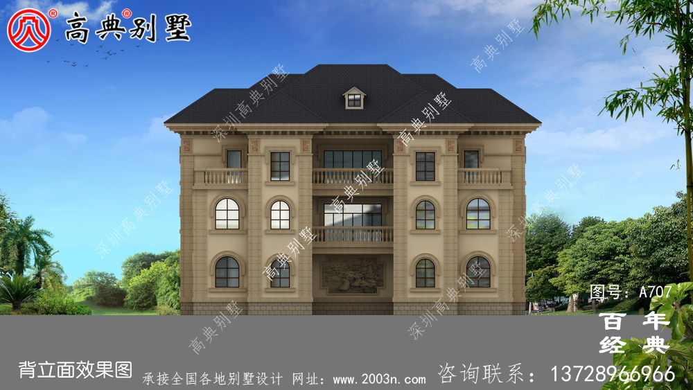 歐式三層適用型雙拼別墅設計效果圖