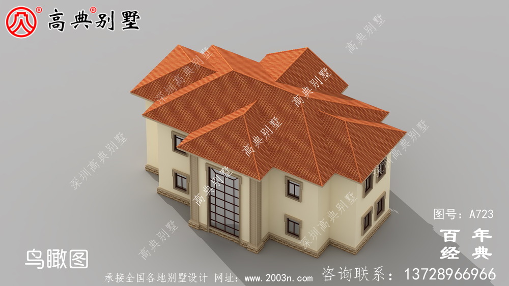 欧式二层阳台别墅设计图工程图纸_双层小别墅设计图纸