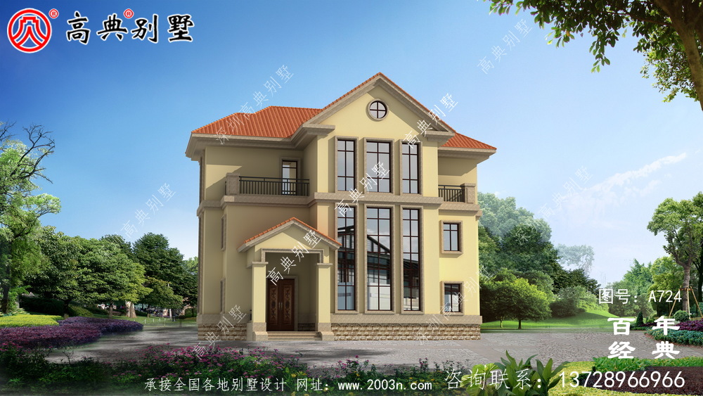 歐式古典三層別墅設計圖紙_三層別墅圖紙