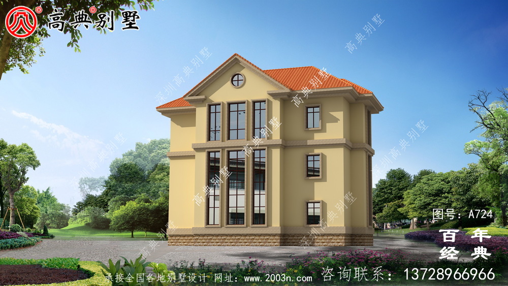 歐式古典三層別墅設計圖紙_三層別墅圖紙