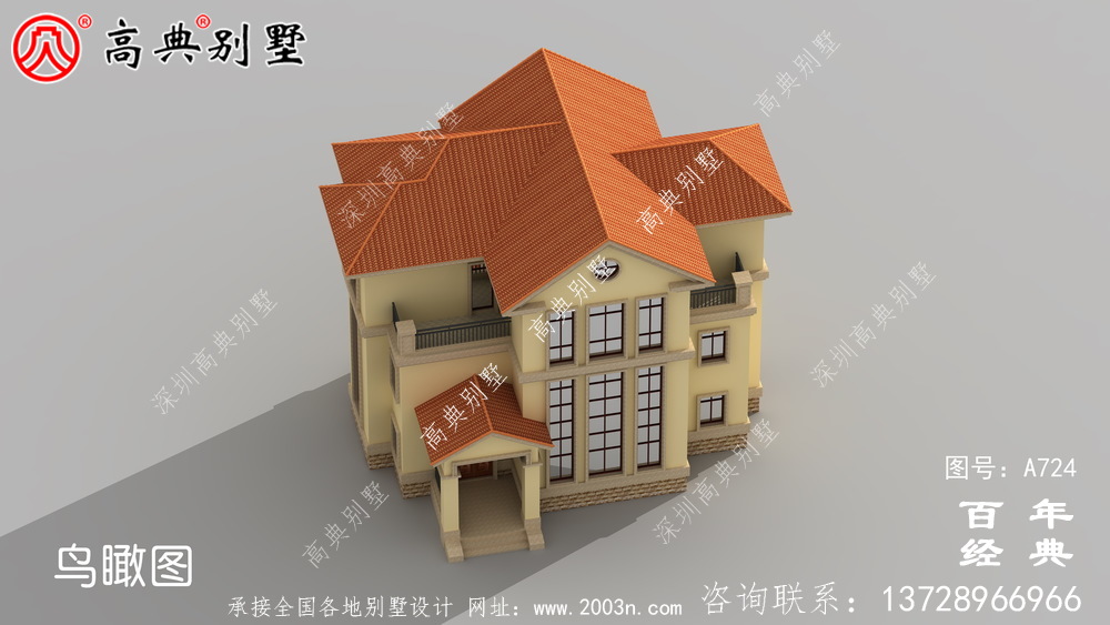 歐式古典三層別墅設計圖紙_三層別墅圖紙