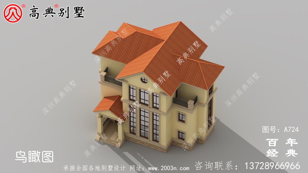 歐式古典三層別墅設計圖紙_三層別墅圖紙