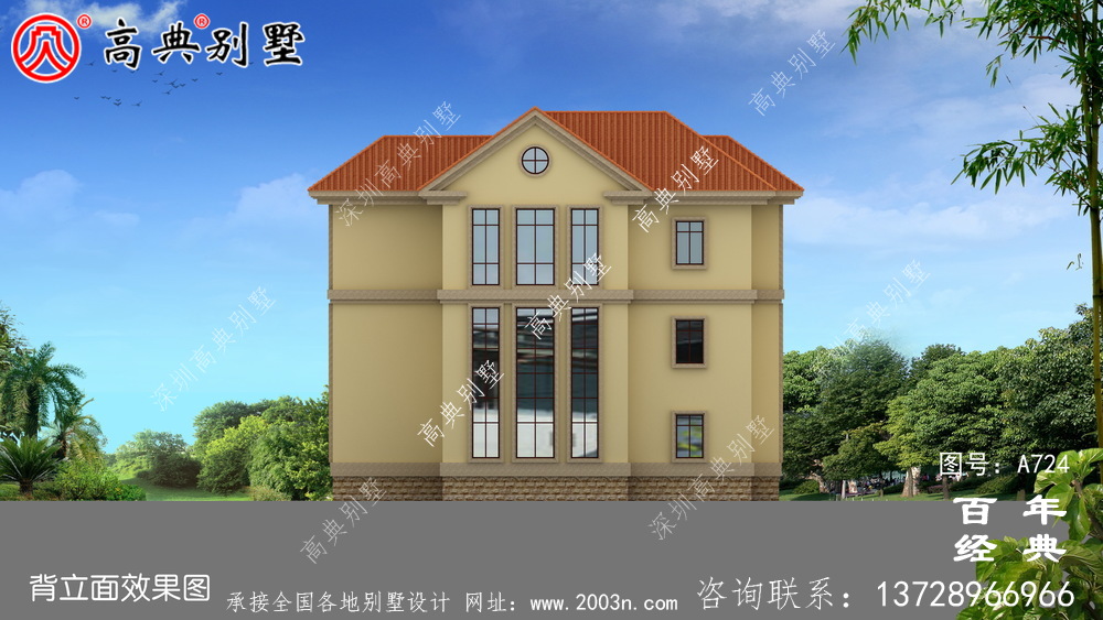 歐式古典三層別墅設計圖紙_三層別墅圖紙