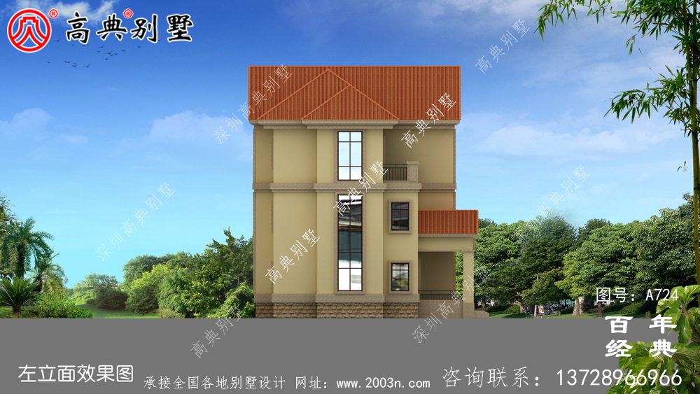 歐式古典三層別墅設計圖紙_三層別墅圖紙
