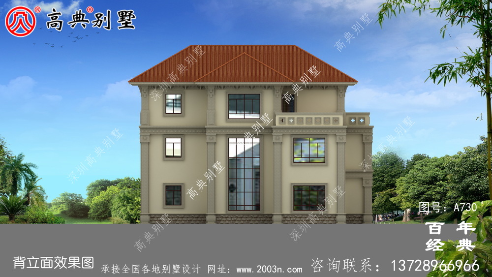 中式三層帶陽臺車庫別墅設(shè)計圖紙_三層別墅圖紙