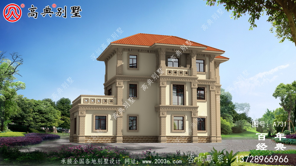 歐式三層復式別墅設計圖和效果圖_三層別墅設計圖