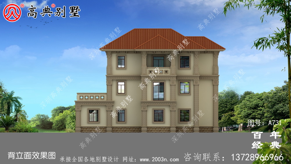 歐式三層復式別墅設計圖和效果圖_三層別墅設計圖