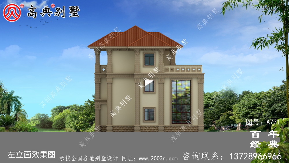 歐式三層復式別墅設計圖和效果圖_三層別墅設計圖