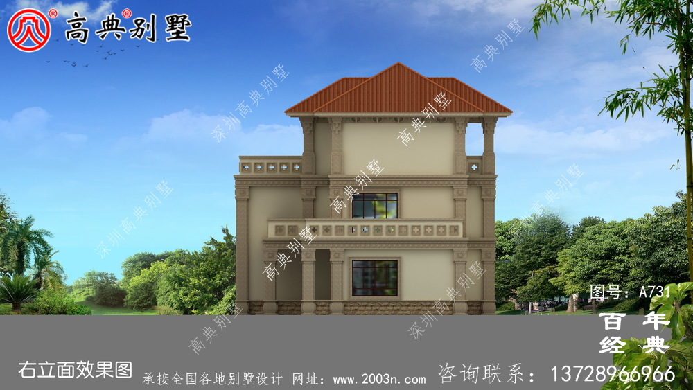 歐式三層復式別墅設計圖和效果圖_三層別墅設計圖