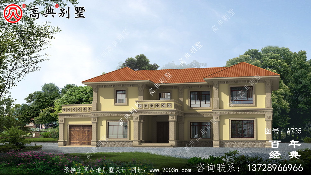 欧式二层带阳台车库别墅设计效果图_欧式二层别墅设计图 欧式二层带阳台车库别墅设计效果图_欧式二层别墅设计图