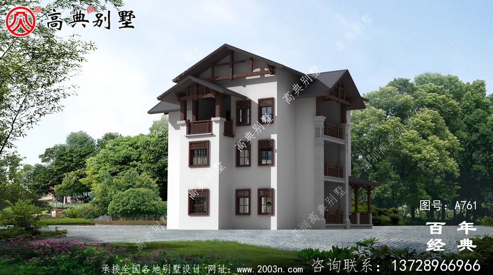 歐式三層歐式別墅設計工程圖紙_三層自建房設計圖