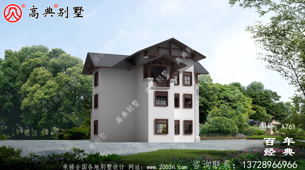 歐式三層歐式別墅設計工程圖紙_三層自建房設計圖