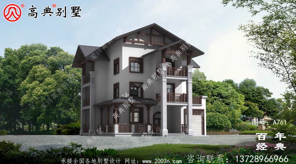 歐式三層歐式別墅設計工程圖紙_三層自建房設計圖
