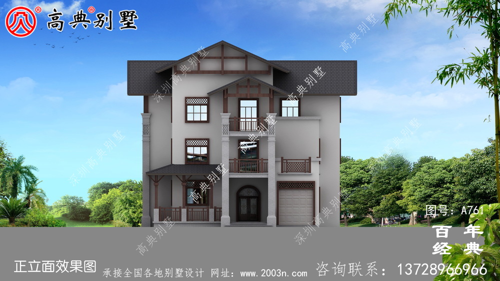 歐式三層歐式別墅設計工程圖紙_三層自建房設計圖